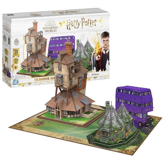 Harry Potter The Burrow, Hagrid's Hut, The Knight Bus 3D Puzzle 315-pieces