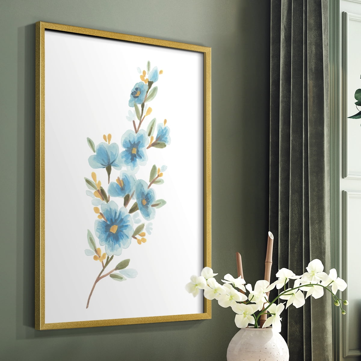 Wildflower Sprig II Framed Print - Solid Wood in Single Picture Frame Solid Wood 2 Framed Print