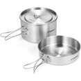 thumbnail image 3 of LAICAIW Camping Cooking Pot Stainless Steel Pot 2pcs Camping Cookware Set Stainless Steel Pot Pan Cooking Set with Foldable Handles Mesh Carry Bag, 3 of 6