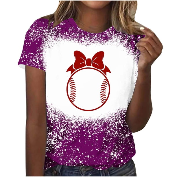 Fiudx Ofertas Flash Artículos En Oferta Camisa Superior Informal de Manga Corta con Cuello Redondo y Estampado Informal y Moderno para Mujer