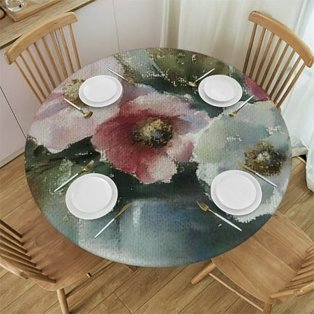 

PALNKART Floral Round Tablecloth Stain-Resistant Washable for Home 46 -50