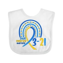 Inktastic 3-21 World Down Syndrome Day Blue and Yellow Rainbow Ribbon Boys or Girls Baby Bib