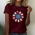 thumbnail image 2 of Wycnly Womens Shirts Independence Day Plus Size Loose Patriotic Tee Tops Summer Short Sleeve Crewneck Ladies Sunflower Flag Print Tops and Blouses Wine XXXL, 2 of 4