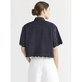 thumbnail image 3 of Free Assembly Women's and Women's Plus Cropped Cotton Eyelet Shirt, Sizes XS-4X, 3 of 4