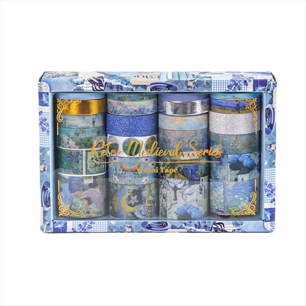 24 rollos de cintas washi retro para scrapbooking, juego de cintas adhesivas decorativas para diario y útiles escolares D