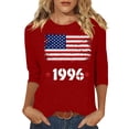 thumbnail image 2 of HOMBOM Graphic Tops for Women 3/4 Sleeve T-Shirts Retro 1996 Print Summer Red Crew Neck Ladies Graphic Tees Soft, 2 of 4