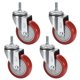 thumbnail image 1 of Ruedas giratorias PU de 4 pulgadas con vástago roscado M10 x 30 mm, capacidad de 286 lb, 4 piezas, 1 of 3