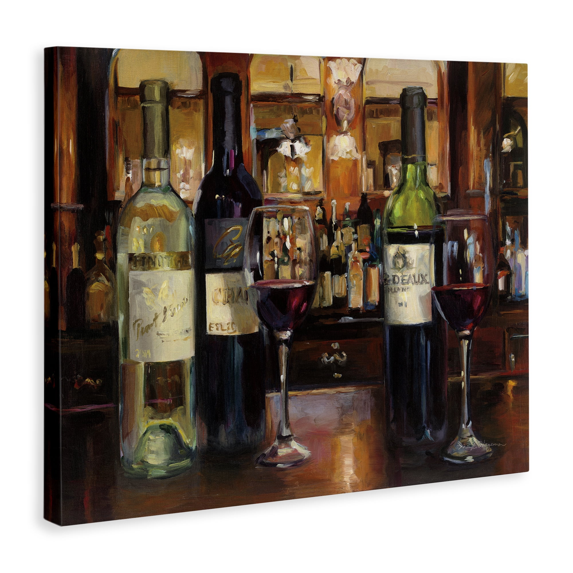 Stupell Industries Reflection of Wine Bottles Food & Beverage Painting Wrapped Canvas Art Print Wall Art, 30 x 24