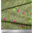 thumbnail image 2 of Soimoi Green Cotton Jersey Fabric Leaves & Buds Floral Printed Craft Fabric by the Yard 58 Inch Wide, 2 of 3