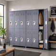 thumbnail image 4 of IKIMI 72" Metal Locker for Employees, 6 Doors Storage Cabinet Locker with Vented Compartments and Hooks for Gym, Garage, Living Room, Office, School, Gray, 4 of 12