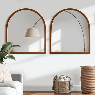 MAYEERTY 36"x32" Black Arched Floor Mirror Full Length Large Long Wall Mounted Mirror