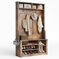 thumbnail image 2 of Asofer Modern Hall Tree with Shoe Storage Bench, Coat Rack and Shelves, Entryway Organizer for Mudroom, Foyer & Front Entry, Rustic Retro, 2 of 7
