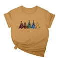 thumbnail image 3 of Feanecy Christmas Top Women Short Sleeve Casual Xmas Tree Graphic Tees Comfy Round Neck Loose Party T-Shirts Novelty Holiday Tee Tops Yellow XXL, 3 of 5