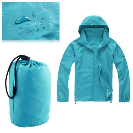 Mens Womens Waterproof Windproof Jacket Lightweight Rain Coat Hoodie Outwear Zip Up Long Sleeve Plus Size (Best Gore Tex Rain Jacket Hiking)