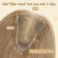 thumbnail image 4 of Benehair 100% Remy Human Hair Topper Clip In Top Lace Base Hairpiece For Thin Hair Toupee 8cm*10cm Small Topper Hairpiece Wiglet For Women US 14 INCH, 4 of 12