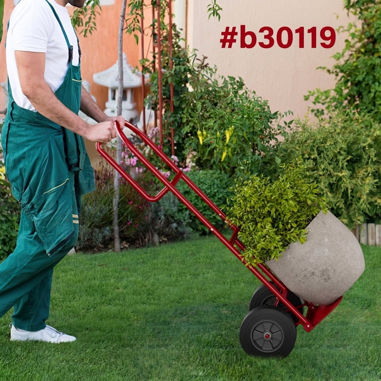 Biotree Hand Truck 660 lbs Capacity Sack Truck Dolly with 10 Inch Wheels and Foldable Toe Plate, Red