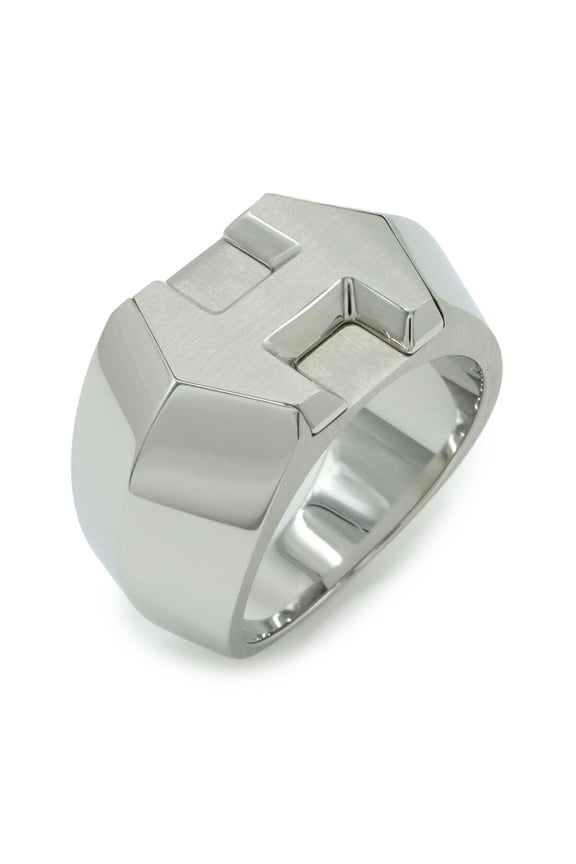Pre-Owned HERMES Super H Ash Ring, Stainless Steel, Silver, #62, Japanese Size... (Good)
