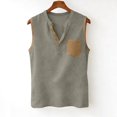 thumbnail image 7 of Men's Linen Tank Tops Sleeveless Breathable Muscle Shirts Henley V Neck with Chest Pocket Casual Summer Beach Yoga Vacation Workout Gym Activewear Tees, 7 of 7