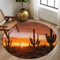 thumbnail image 2 of Round Rug 6Ft Washable Non-Slip, Western Cactus Sunset Circle Area Rugs for Living Room Bedroom, Modern Abstract Art Retro Indoor Floor Mats Carpet Runner for Home Decor Aesthetic, 2 of 8