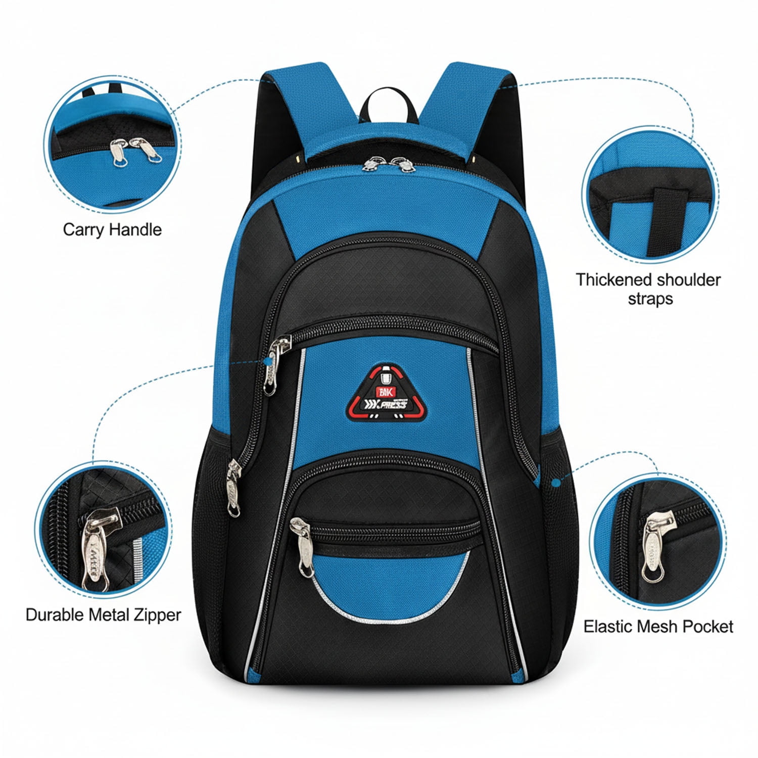 Extra Large Travel Backpack with Laptop Pocket,35L Lightweight Travel Work College School Bag for Men and Women,Blue,06512