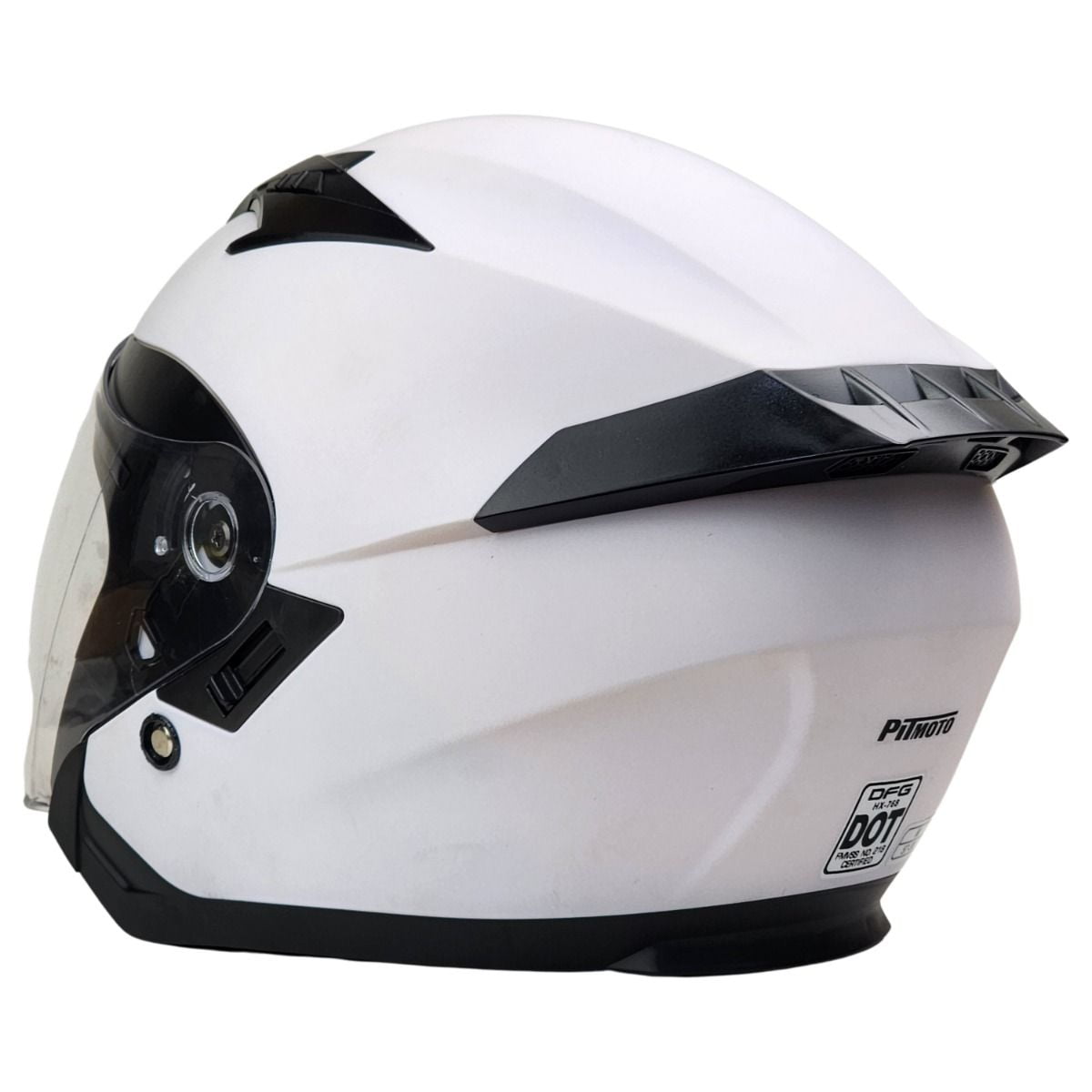 PITMOTO Open-Face Motorcycle Helmet. DOT, Model PM-768. -Matte White-Medium