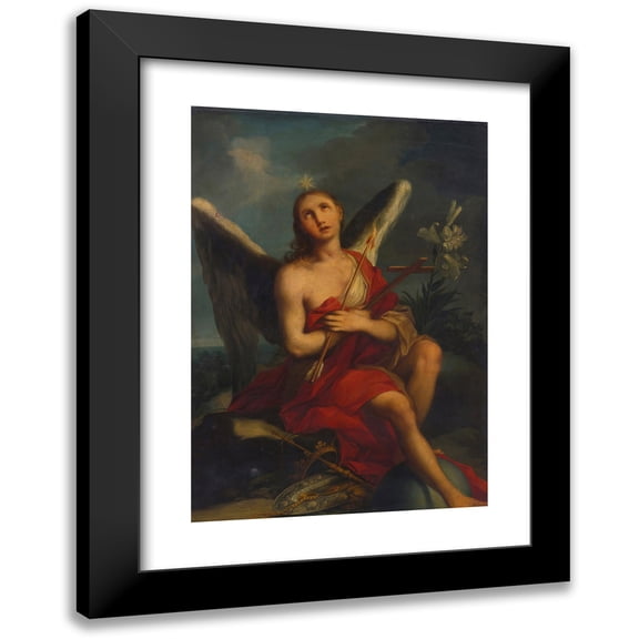 Circle Of Ignaz Stern 11x14 Black Modern Framed Museum Art Print Titled - An Angel, Possibly an Allegory of Divine Love