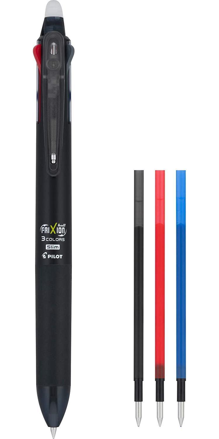 Pilot FriXion Fineliner, 3 Penne Cancellabili A Punta Fine, Inchiostro Nero, Confezione Portafoglio