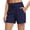 Navy, variant on Delconic Women's Athletic Running Long Shorts Workout Hiking Shorts Quick Dry High Waisted Active Zipper Pocket Army Green L