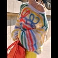 thumbnail image 4 of Suéter de Larga para Mujer, Otoño, Color Block, Cuello Redondo, Tejido, Tops Casuales de Moda. Color S, 4 of 6