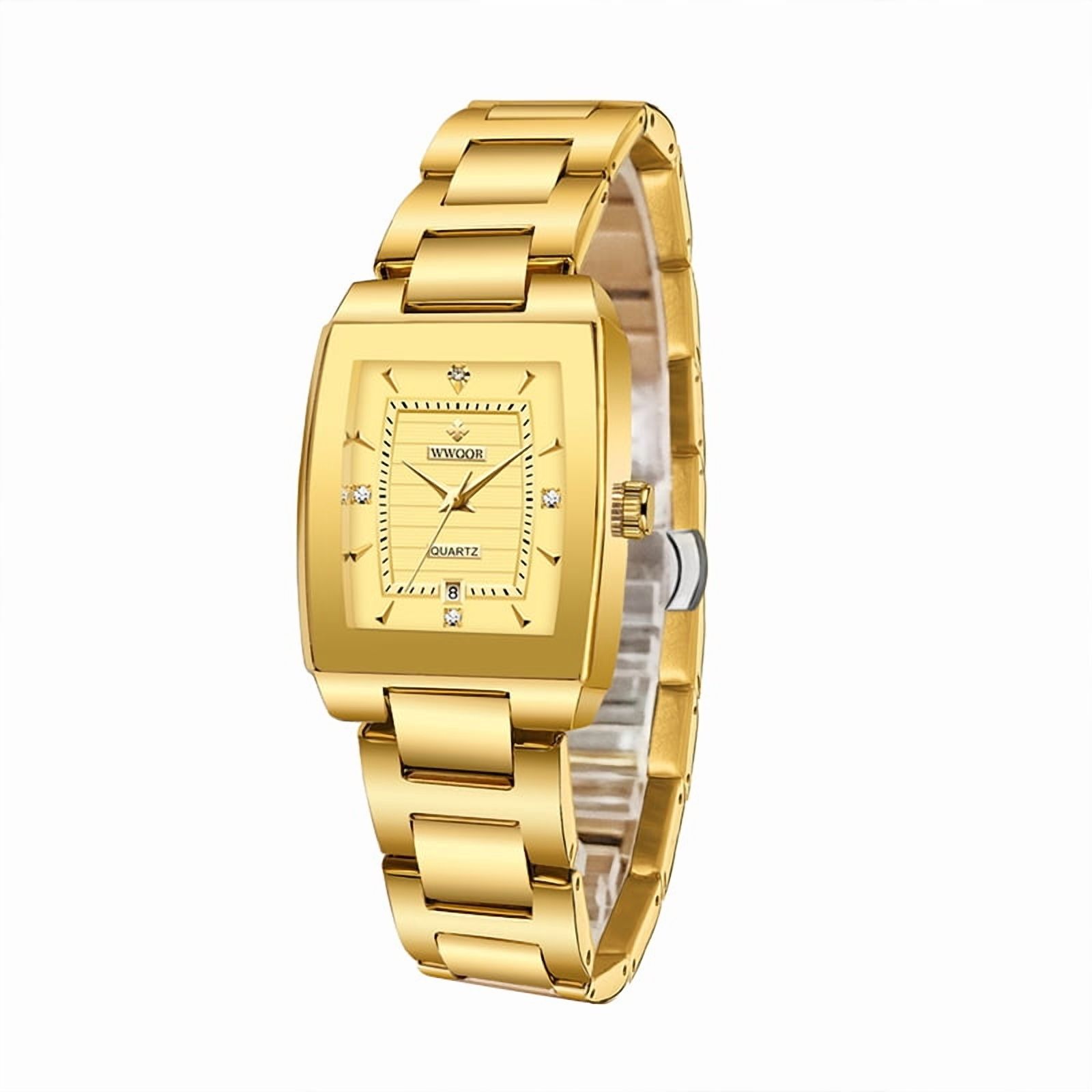 Square Watches for Women, Women's Wristwatches, Ladies Waterproof Stainless Steel Analog Small Dainty Gold Watch for Women