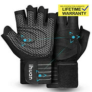 Updated 2019 Version Professional Ventilated Weight Lifting Gym Workout Gloves with Wrist Wrap Support for Men & Women, Full P