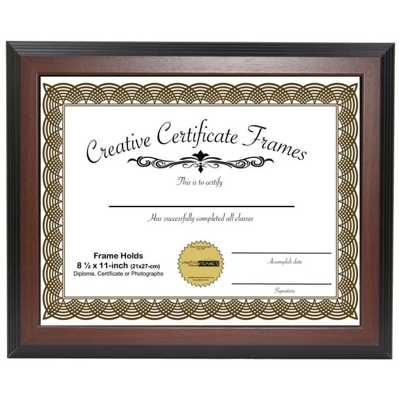 CreativePF [ZTQP-8.5x11mh] Mahogany Document Frame Displays 8.5 by 11-inch Certificate, Graduation, University, Diploma Frames with Stand & Wall Hanger