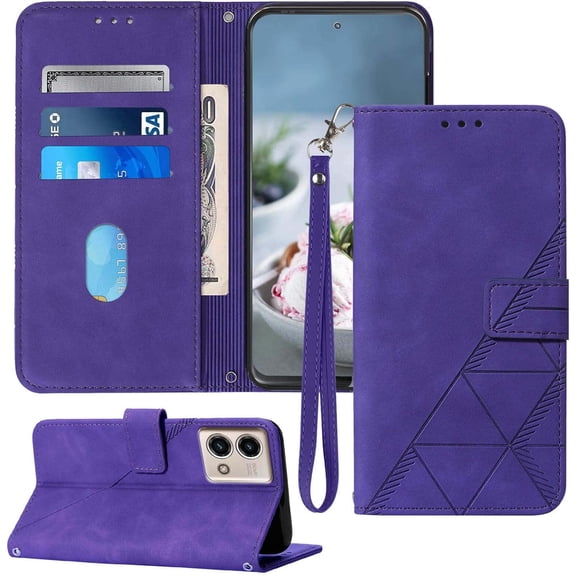 for Moto G Stylus 5G 2023 Case Wallet,[Kickstand][Wrist Strap][Card Holder Slots] TPU Interior Protective G Stylus 5G Phone Case,PU Leather Flip Cover for Moto G Stylus 5G (2023) (Purple)