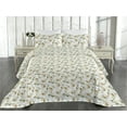 thumbnail image 2 of Ambesonne Floral Quilted Bedspread Set 3 Pcs, Retro Lily Flowers Botanical, Twin, Eggshell and Olive Green, 2 of 4