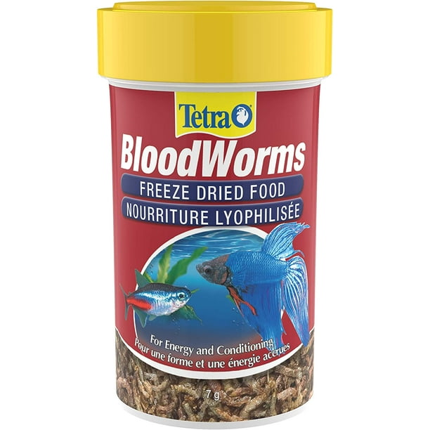 Tetra Blood Worms Freeze Dried Fish Food, Nutrition for Fresh Water and  Salt Water Fish, 7G 