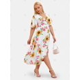 thumbnail image 3 of Vestido Talla Extra Asimétrico Estampado Girasol Rosegal  Vestidos Estampados Tallas Grandes, 3 of 5