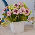 thumbnail image 4 of Artificial Potted Flower Lifelike Fake Flower Lifelike Fake Cloth Cloth Flower Plastic Flowerpot Simulation Floral Decor, Coffee, 4 of 7