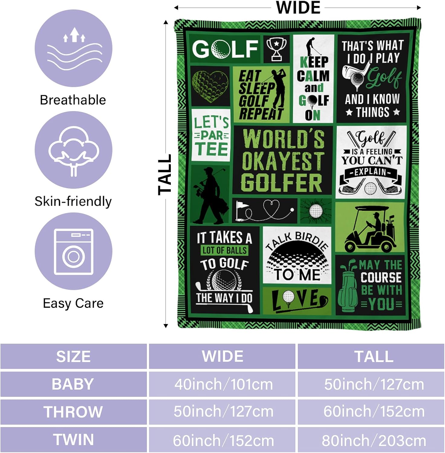 Golf Blanket, Golf Gifts for Men Unique, Gifts for Golfers Men Women, Golfing Gift for Golfs Lovers Accessories Golfs Player Gift Throw Blanket Soft Flannel Birthday Home Decor 50''x 60''