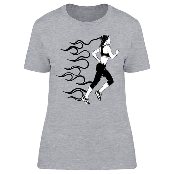 Flaming Running Woman T-Shirt Women -Image by Shutterstock, Female Large