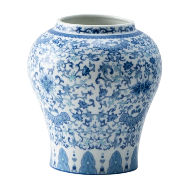 Jarrón de cerámica para flores, jarrón de porcelana azul y blanca, organizador de flores, soporte para plantas Azul claro