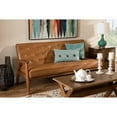 thumbnail image 5 of Sorrento Mid-Century Modern Tan Faux Leather Upholstered and Walnut Brown Finished Wood Sofa, 5 of 5