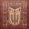 thumbnail image 1 of Ahgly Company Machine Washable Indoor Square Traditional Sunrise Orange Area Rugs, 8' Square, 1 of 7