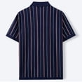 thumbnail image 5 of Bxsruta Men's Striped Knit Polo Shirt Short Sleeve Button Down Breathable Casual Summer Top, 5 of 6