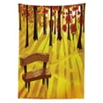 thumbnail image 3 of Ambesonne Forest Tablecloth Rectangular Table Cover, Cartoon Tree and Bench, 52"x70", Burnt Sienna Yellow, 3 of 4
