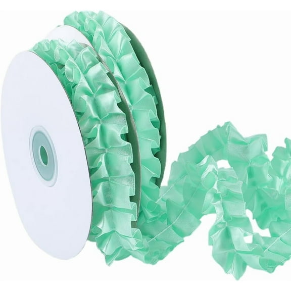 10 Yards Pleated Ribbon Trim Green Vintage Ruffled Edge Lace Ribbons Vintage Double Sided Gathered Ruffle Fabric Applique Trimming