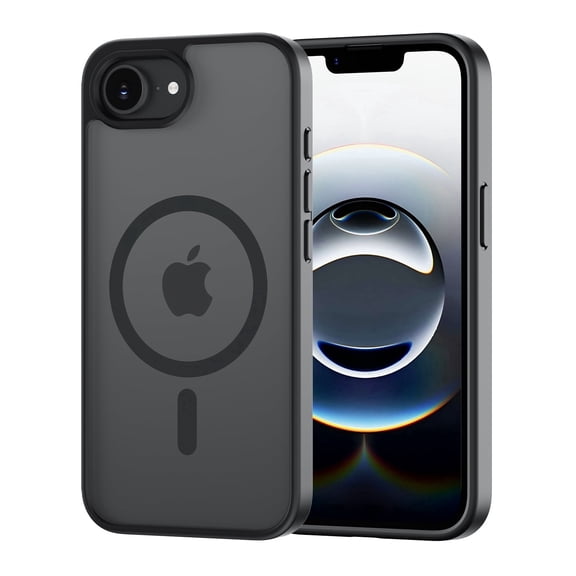 for iPhone 16E 17E Case, Compatible with MagSafe, Translucent Matte Shockproof Anti-Slip Anti-Fingerprint Pocket-Friendly Phone Case Cover - Normal Black
