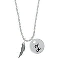 thumbnail image 1 of Delight Jewelry Silvertone Lightning Bolt Silvertone Script Initial Disc - I - Charm Necklace, 20"+3", 1 of 4