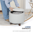 thumbnail image 5 of MoNiBloom Storage Ottoman with Padded Seat, Modern PU Leather Footrest, Round Seat Stool, White, 5 of 8