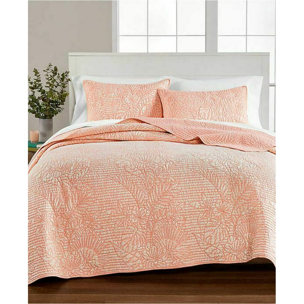 Martha Stewart Collection Botanical Beach Washed Floral Cotton Quilt