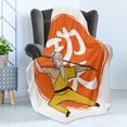 thumbnail image 4 of Kung Fu Soft Flannel Fleece Throw Blanket, Shaolin Monk Practicing Wushu on Japanese Hieroglyph, Cozy Plush for Indoor and Outdoor Use, 50" x 60", Orange Yellow, by Ambesonne, 4 of 5